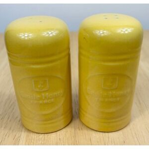 Emile Henry Salt Pepper Shakers Dijon Yellow Ceramic France Collectible VTG RARE